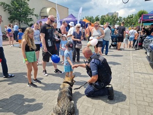 przewodnik psa pokazuje sztuczki na komendę z pieskiem.