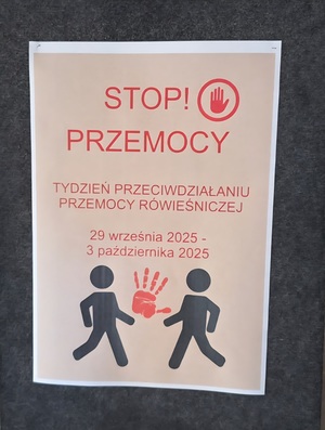 zdjęcie plakatu stop przemocy rówieśniczej.