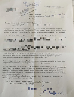 nadesłany list z podziękowaniami.